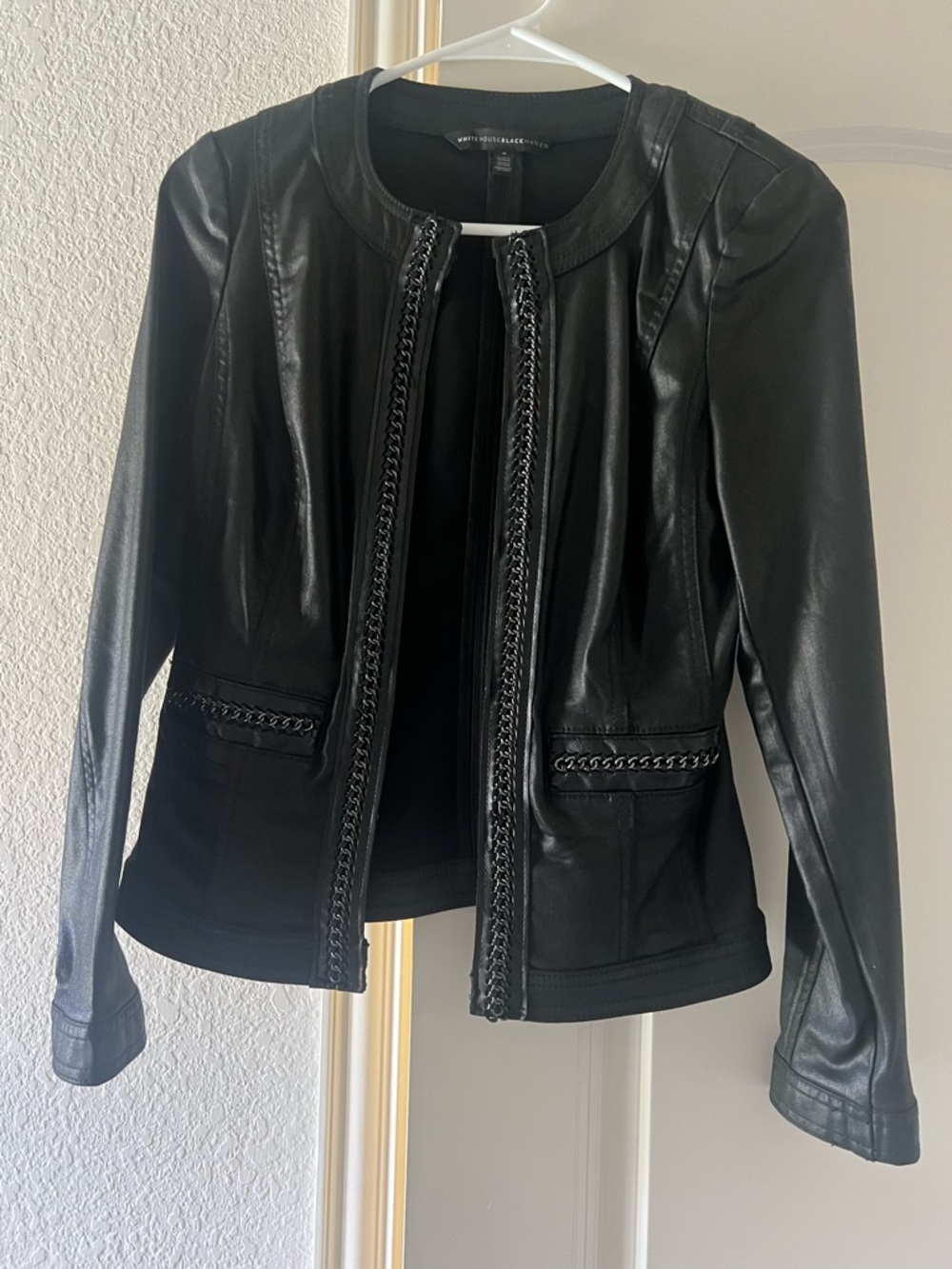 White House Black Market Black Chain-Trim Jacket